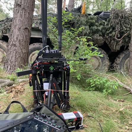 VECTIS Relay M2 with communications module and ground station in a tactical operational environment